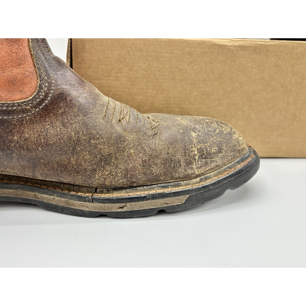 Ariat Men's Western Work Boots‎ Brown Leather Square Toe Size 12D Distressed - Picture 4 of 10
